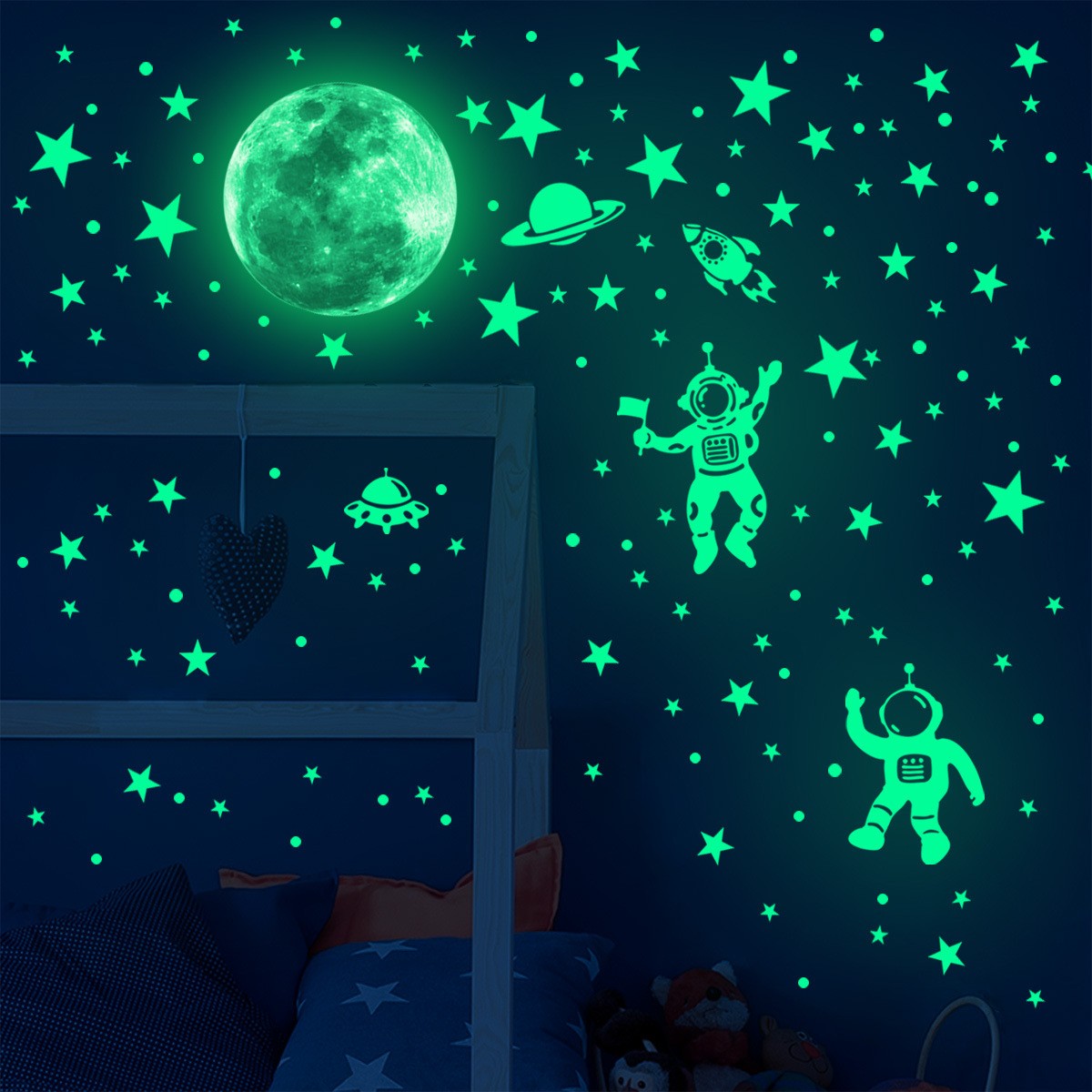 Glow In Dark Stars - Stickers muraux lune et étoiles Shoous