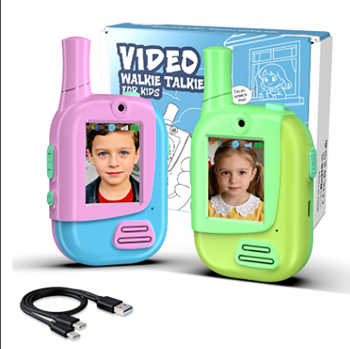 Toys For Kids Video - Lot de 2 talkies-walkies vidéo rechargeables