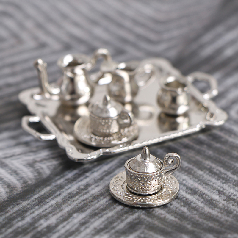 Miniature Silver Metal Tea and - Play Kitchen Set avis et prix