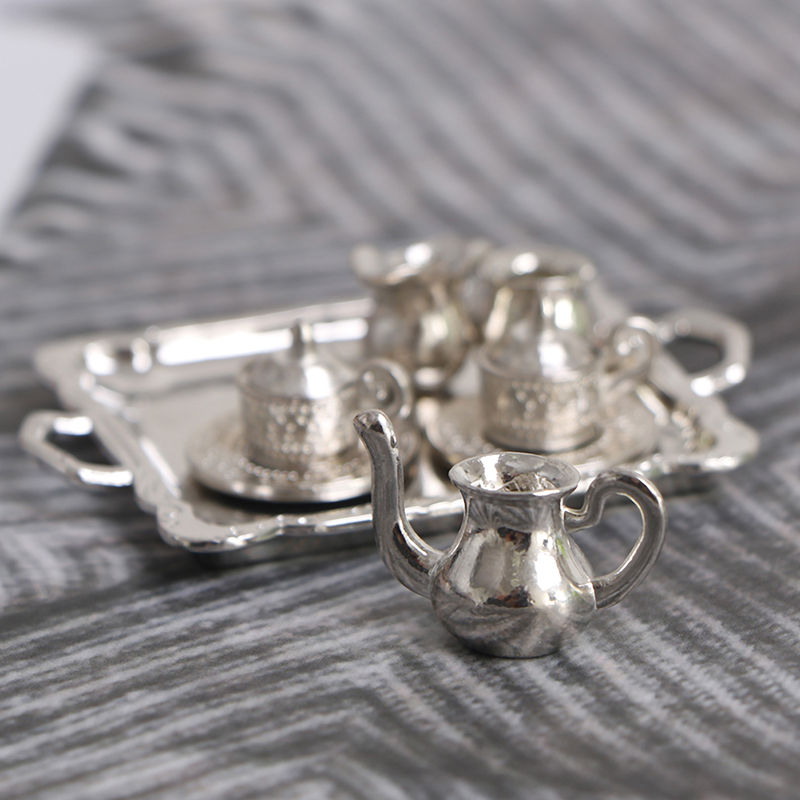 Miniature Silver Metal Tea and - Play Kitchen Set avis et prix