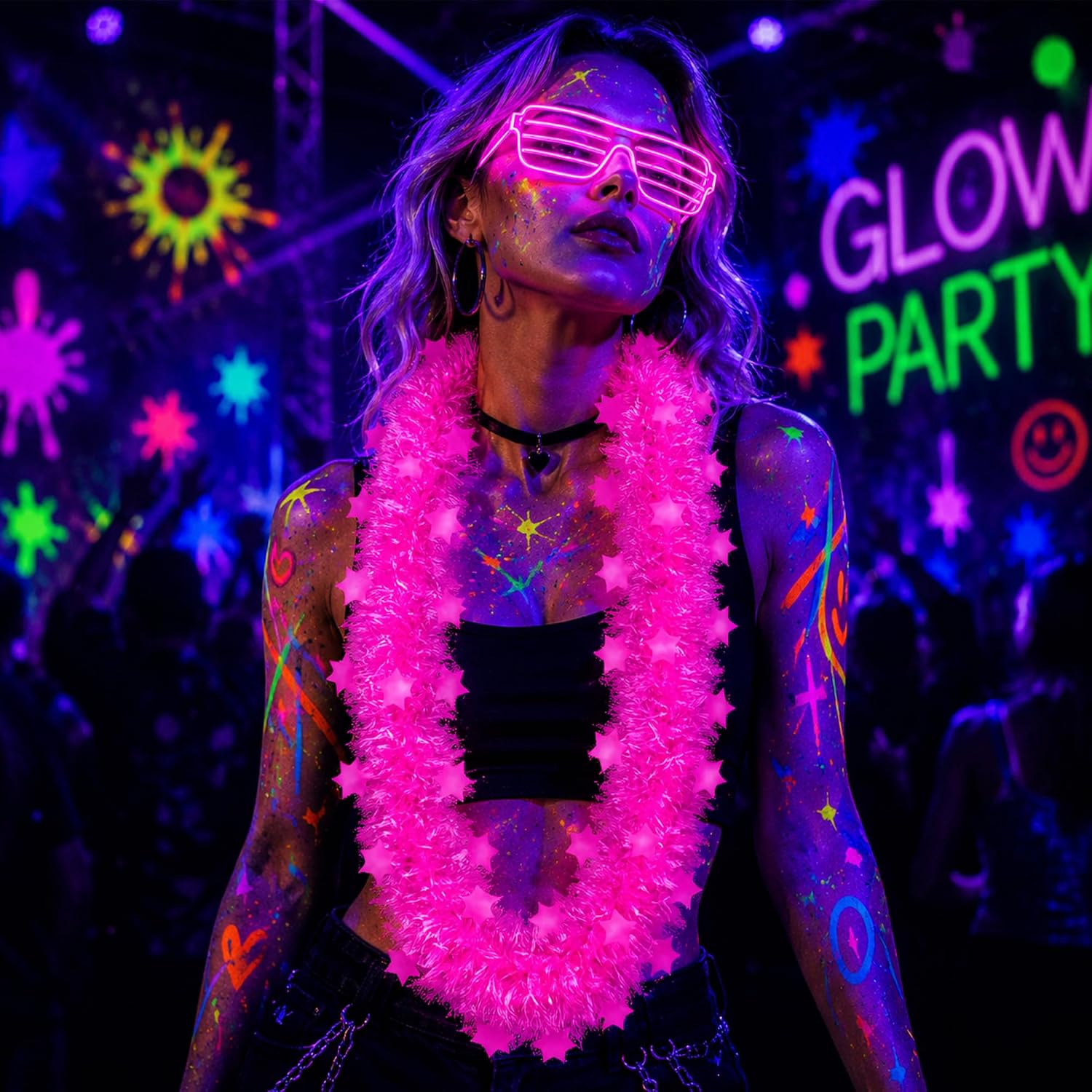 Collier Guirlande de Fleurs 5  - Glow In Dark Stars avis et prix
